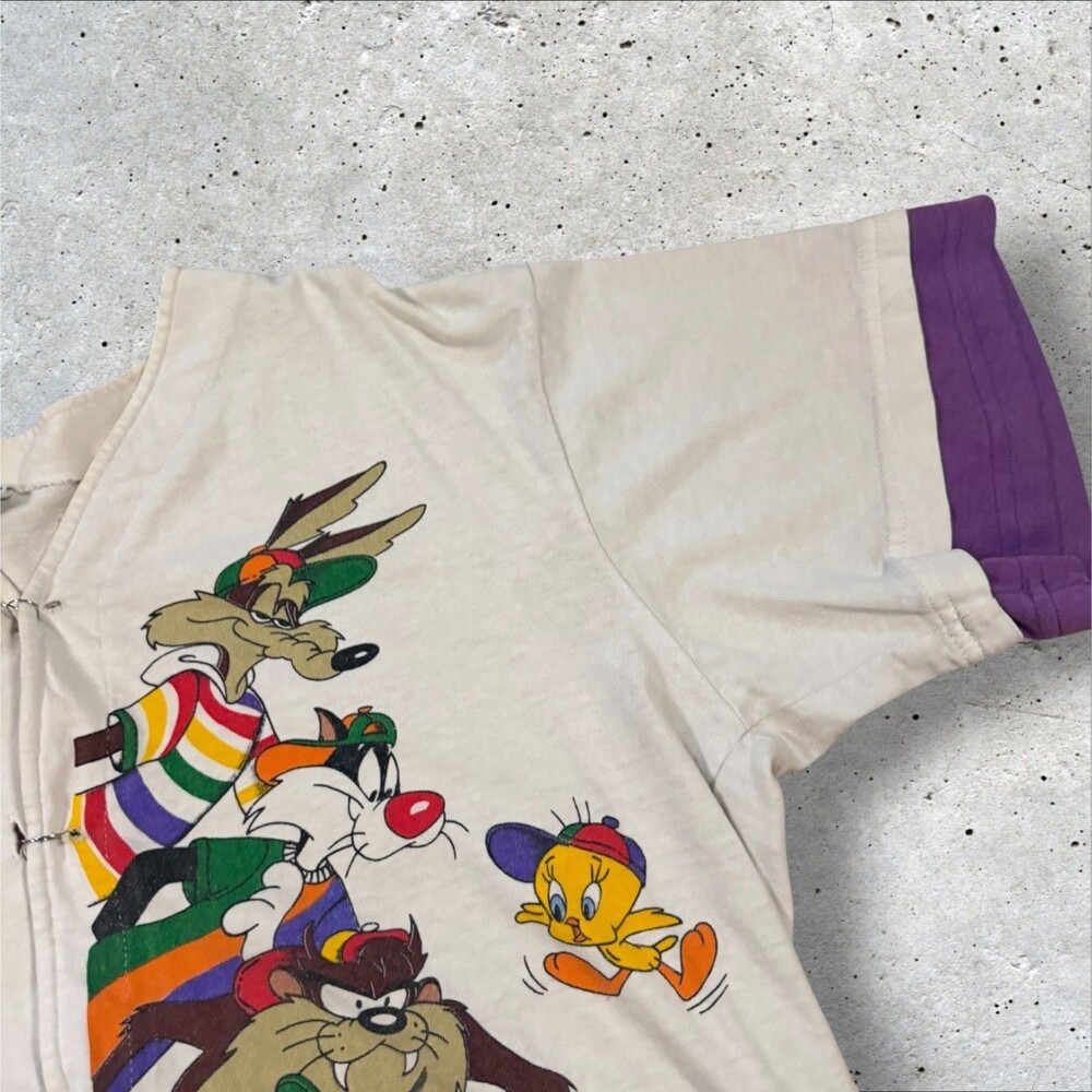 Vintage 1993 Jerry Leigh Looney Tunes Baseball Jersey Shirt Bugs Bunny Taz - Picture 3 of 11
